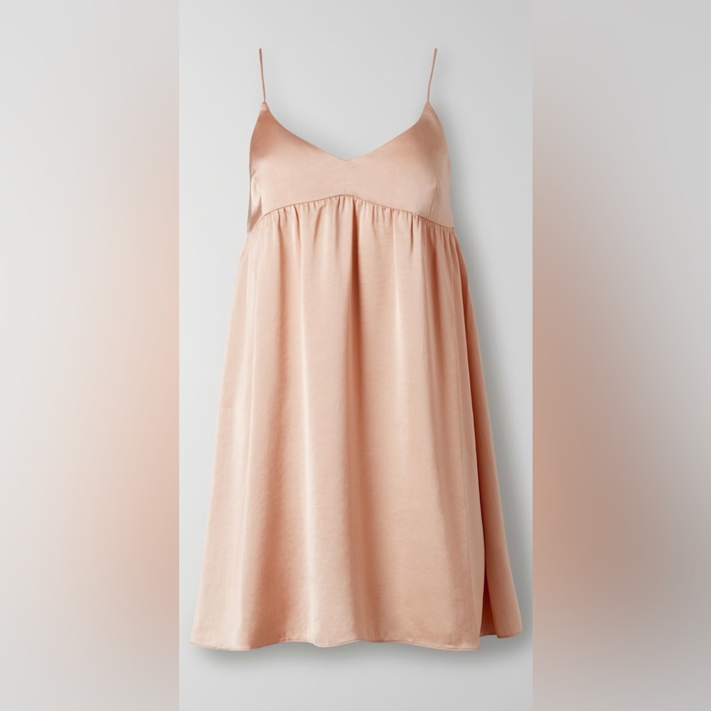 Aritzia Wilfred Lover Satin Mini Dress babydoll lingerie peach pink party rare M
